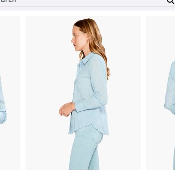 Nic + Zoe Blue Crinkle Shirt Button Up NWT Size M - Picture 4 of 15